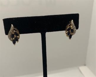 gold overlay sterling sapphire earrings $10