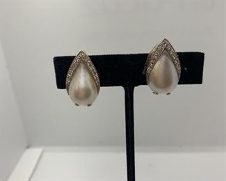 14k diamond and Pearl clip earrings.  $250