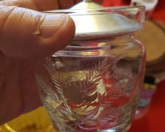 Glass and Sterling Jam Jar