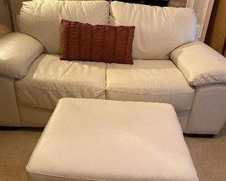 White leather loveseat ( 1 of 2) $400       Ottoman $100