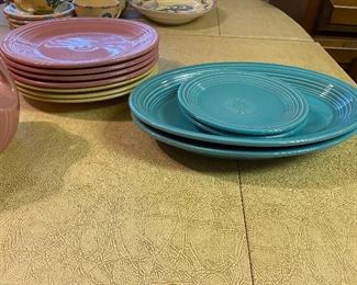 Fiestaware Platters $20 each, saucers $5 each (all turquoise is sold) 