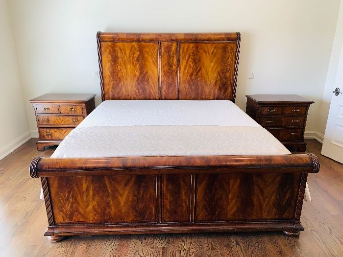 King sized Tempur-Pedic remote control adjustable bed with matching nightstands 