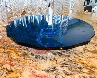 Oleg Cassini sapphire blue glass platter 