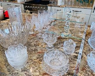 Glass and crystal serving and decorative pieces