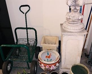 Concrete garden decor and planters