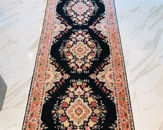 Hand knotted silk Persian runner rug