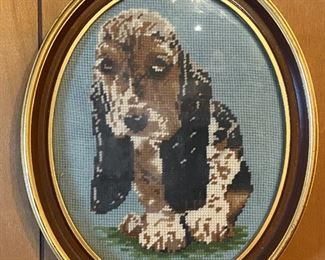 Basset hound Vintage needlepoint 