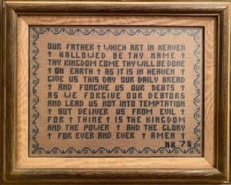 The Lord’s prayer needlepoint framed