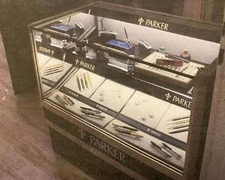 2 Parker glass display case with lighting