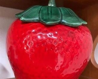 Strawberry USA pottery cookie jar