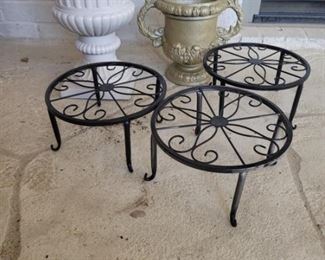 Patio Lot with (2) Planters & (3) Plant Stands