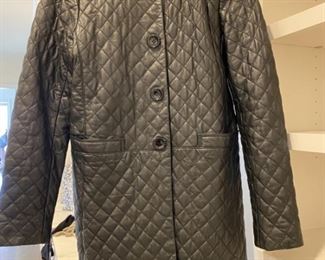 Norman Marcus Black Quilted Long Leather Coat 