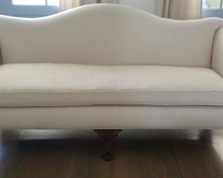 Wooden French Provincial Sofa White Upholstery 