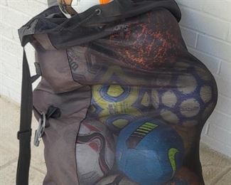 Sports bag full of soccer balls 