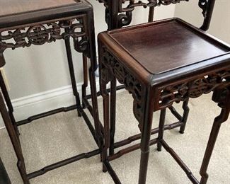 Three small occasional tables, Asian /Chinese style.  Tallest one is 26 inches.
Tallest: $65 as is, $55, $50.