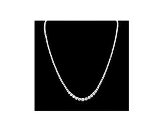 7.66 Carats Diamond Rivire 14K White Gold Necklace