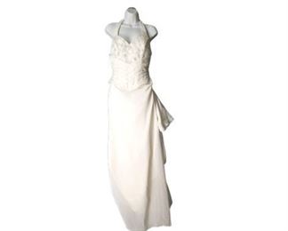 Anjolique Satin Beaded Halter Bridal Gown Train, Unused with Tags