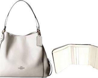 COACH Edie 2Way Soft Pebble Leather Shoulder Bag with TriWallet