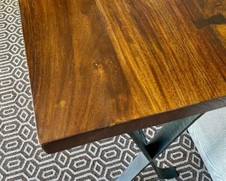 Iron based wood top sofa table
