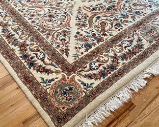 Oriental rug, Ivory, blue & mauve, approx. 8'10" X 12'2"