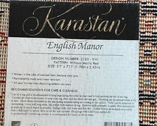 Karastan English Manor reddish oriental rug 5’7” x  7’