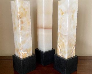 3 tall square alabaster lights 