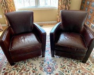 Crate & Barrel leather club chairs ( 2 )