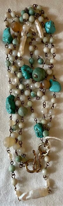 Turquoise & Fresh Water pearl necklace