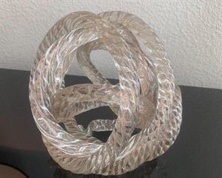 Glass Decorative Braided Knots (7 THROUGHOUT HOUSE) @ $15 each. https://www.zgallerie.com/p-glass-knot-160182499 -- Gold Discontinued