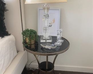Gueridon Table-Brass & Black Glass $175 https://shoptheaddison.com/products/global-views-gueridon-table-brass-black-granite

