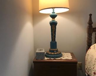 Midcentury Modern Lamps- pair- turquoise, pair of end tables. 
