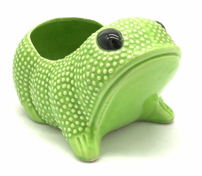 Glazed Ceramic Frog Form Cachepot
