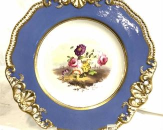 Porcelain Plate W Floral Detail & Ornate Rim

