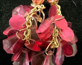 Vintage Pink Bead Shimmer Dangle Earrings


