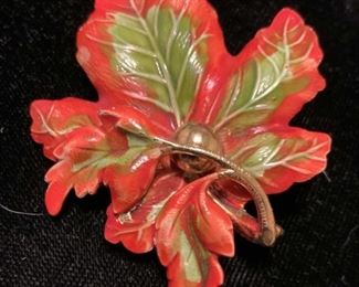 Vintage Enamel Maple Leaf Brooch
