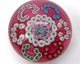 Floral Art Glass Paperweight
