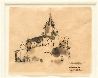 Illegibly Signed "Andalucia" 20th C. Ink on Paper
