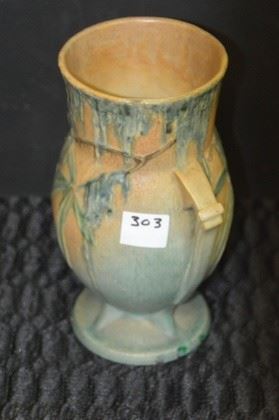 303 - Roseville 9.25" Moss Vase - As is