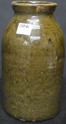1106 - (1) Gallon Storage Canning Jar w/ Alkaline Glaze - Late 1800's - Randolph County