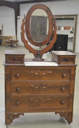 1709 - Walnut Victorian Wishbone Dresser
