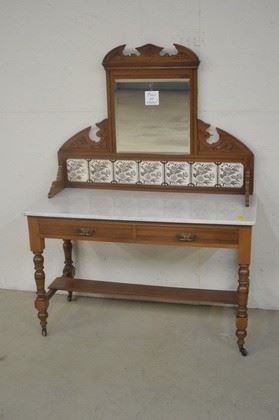 2912 - Marble Top Washstand with Mirror