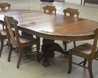 4601 - Carved Mahogany Dining Table with 6 Leaves