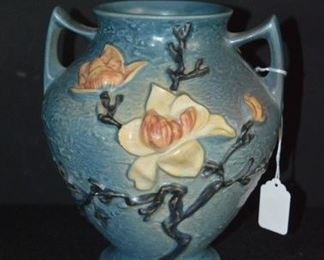 8060 - Roseville 8" Blue Magnolia Vase