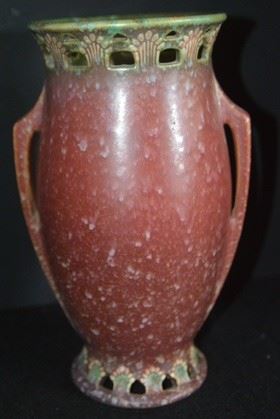 8092 - Roseville 10" Red Ferella Vase