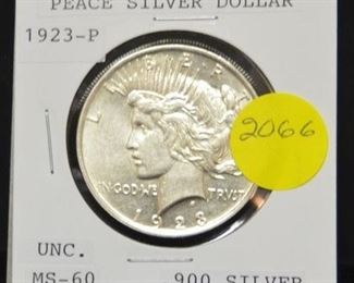2066 - 1923-P Peace Silver Dollar - MS-60