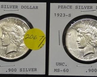 2067 - 1923-S Peace Silver Dollar - MS-60