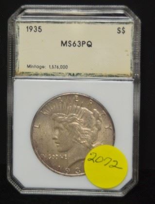 2072 - 1935-P Peace Silver Dollar - MS-63