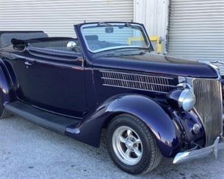VIN 182937532
Year: 1936 Make: Ford Model: Roadster Trim Level: Convertible
Engine Type: 350 Small Block V8
Transmission: Automatic
Miles: 22,156
Color: Purple
Driveline: 2WD
Located In: Chattanooga, TN
Operational Status: Runs and Drives
**More Info Coming Soon!**
Manual Windows
Manual Mirrors
Power Seats
Vinyl Interior
*Sold As Is Where Is*