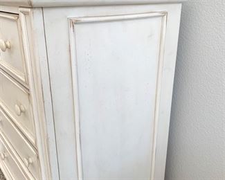 American Signature white distressed dresser w/mirror measures 57" x 20" x 38"