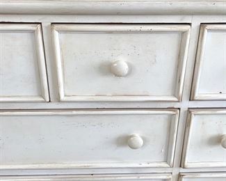 American Signature white distressed dresser w/mirror measures 57" x 20" x 38"